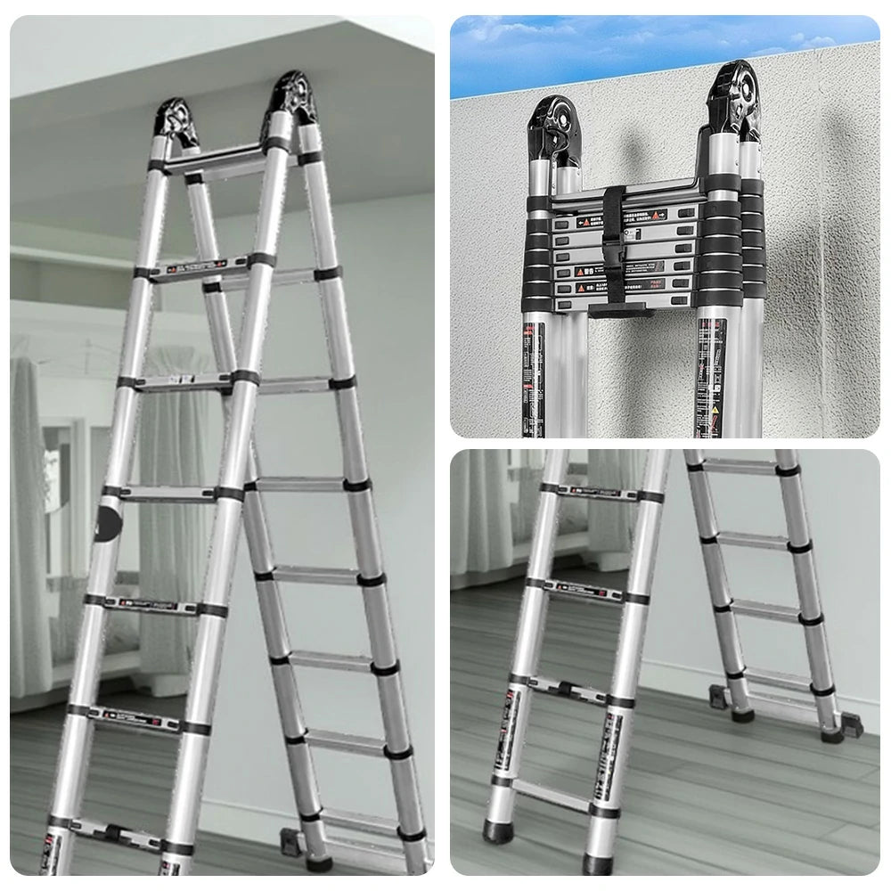 GROVIA Aluminium Multi-Purpose Joint Ladder 8/9/10/11 Step - Heavy-Duty, Anti-Slip, Foldable & Space-Saving Design