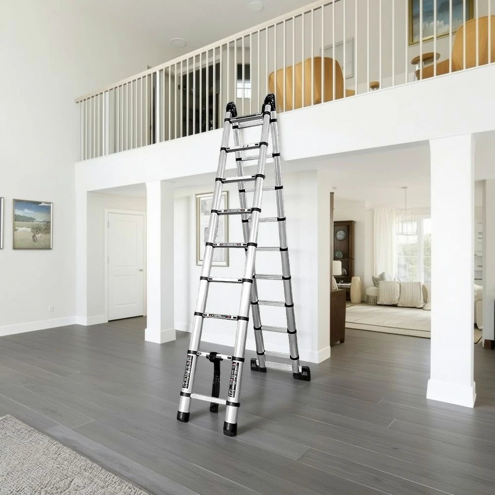 GROVIA Aluminium Multi-Purpose Joint Ladder 8/9/10/11 Step - Heavy-Duty, Anti-Slip, Foldable & Space-Saving Design