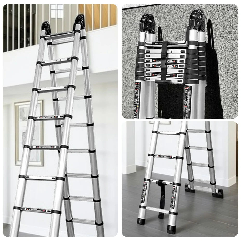 GROVIA Aluminium Multi-Purpose Joint Ladder 8/9/10/11 Step - Heavy-Duty, Anti-Slip, Foldable & Space-Saving Design