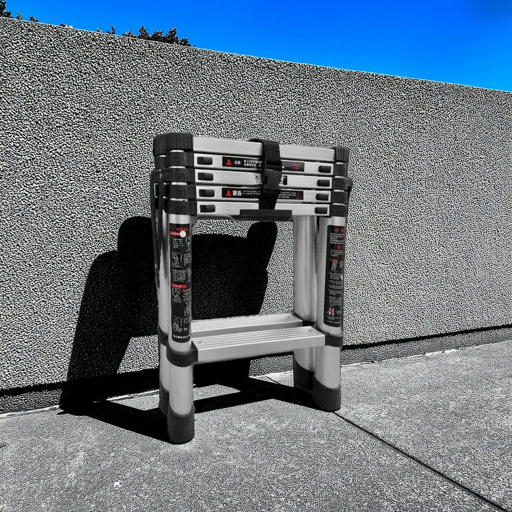 GROVIA Aluminium A-Frame Telescopic Ladder 6/7/9 Step - Heavy-Duty, Anti-Slip, Foldable & Space-Saving Design