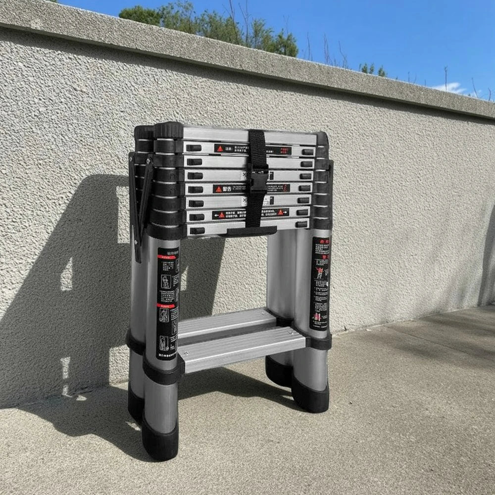 GROVIA Aluminium A-Frame Telescopic Ladder 6/7/9 Step - Heavy-Duty, Anti-Slip, Foldable & Space-Saving Design