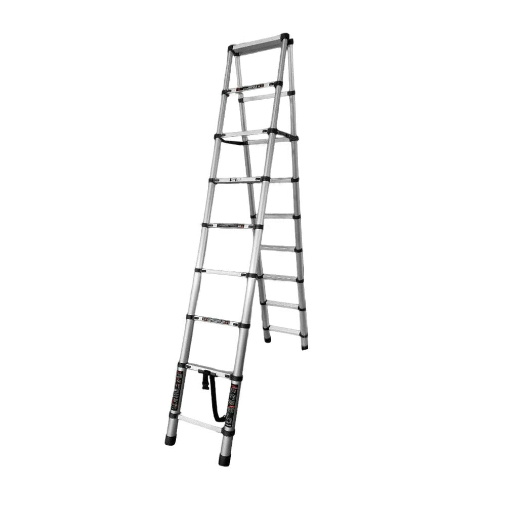 GROVIA Aluminium A-Frame Telescopic Ladder 6/7/9 Step - Heavy-Duty, Anti-Slip, Foldable & Space-Saving Design