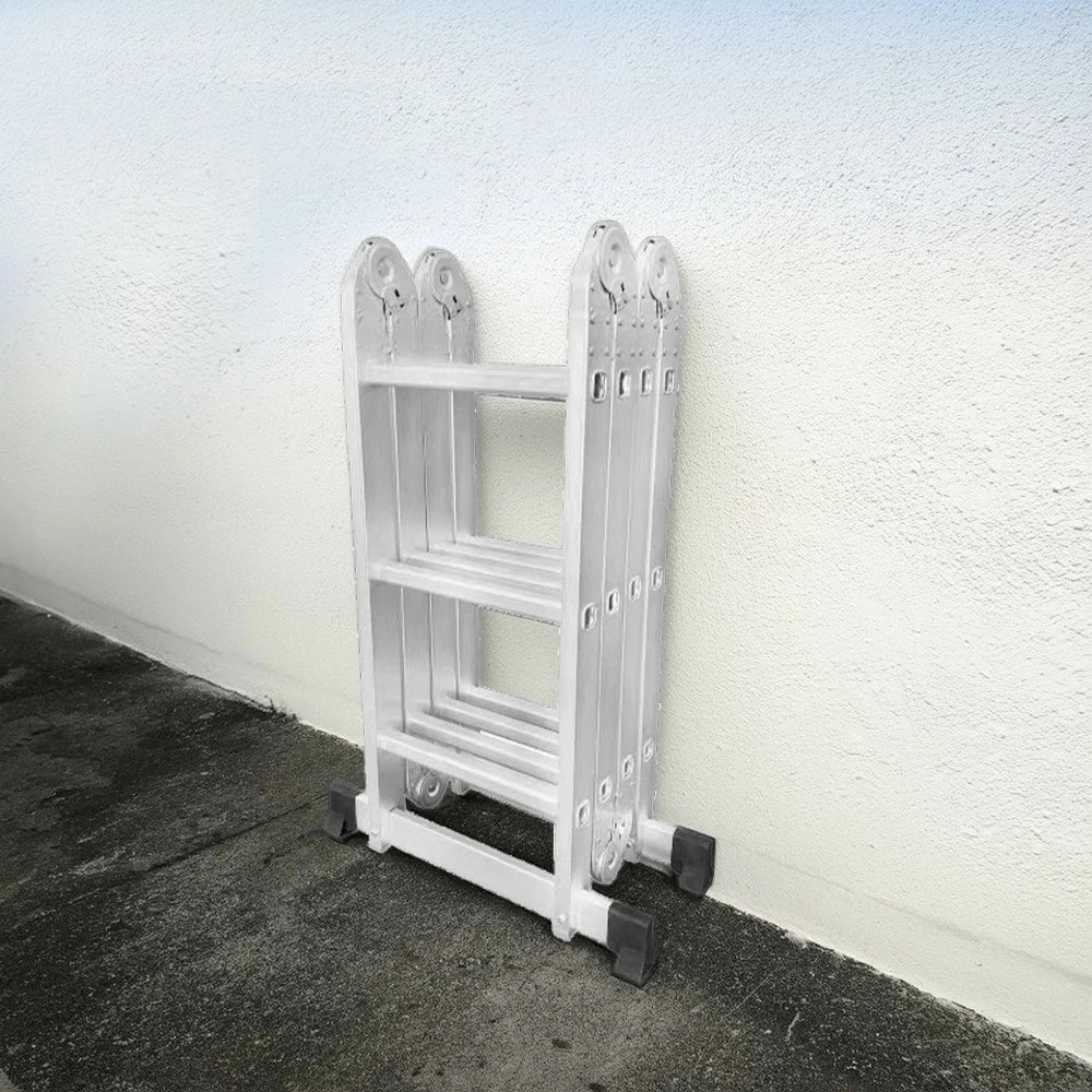 GROVIA 6-Step Dual-Use Folding Ladder Heavy-Duty Aluminum with Auto-Lock System & Wide Non-Slip Feet