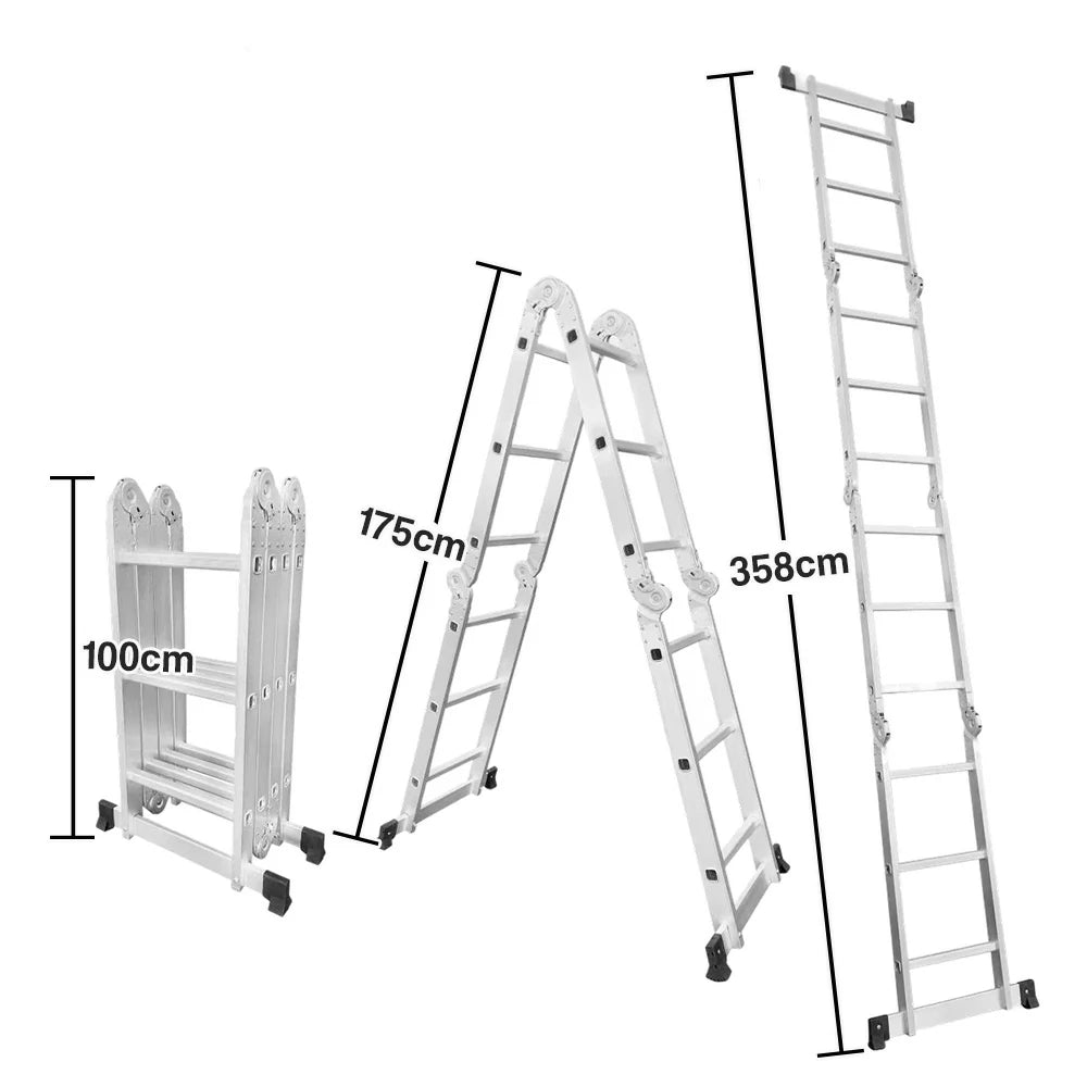 GROVIA 6-Step Dual-Use Folding Ladder Heavy-Duty Aluminum with Auto-Lock System & Wide Non-Slip Feet