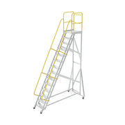 GROVIA Aluminium Platform Ladder 14/16/18 Step - Heavy-Duty Safety Rail, Anti-Slip Steps & Lockable Wheels