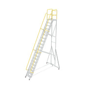 GROVIA Aluminium Platform Ladder 20 Step - Heavy-Duty Safety Rail, Anti-Slip Steps & Lockable Wheels