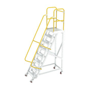 GROVIA Aluminium Platform Ladder 8/10/12 Step - Heavy-Duty Safety Rail, Anti-Slip Steps & Lockable Wheels