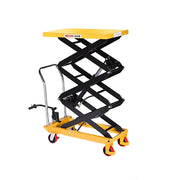 GROVIA Triple Scissor Lift Table Trolley - 500kg Load, 2.0m Lift Height, Wide Platform Design, Heavy-Duty Hydraulic Mobile Lift - Yellow