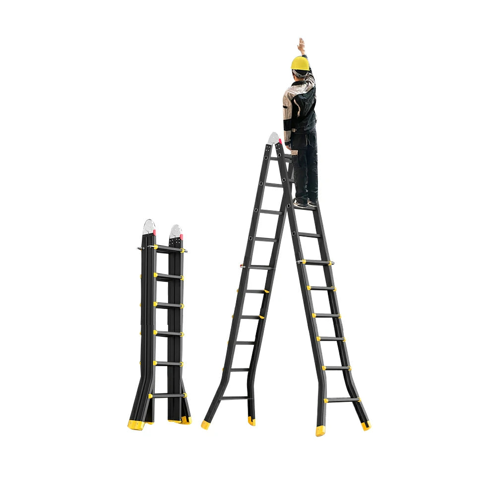 GROVIA 4/5/6 Step Carbon Steel Folding Ladder - 26cm Wide Pedals, Anti-Slip Feet, 7cm Slim Fold - Black