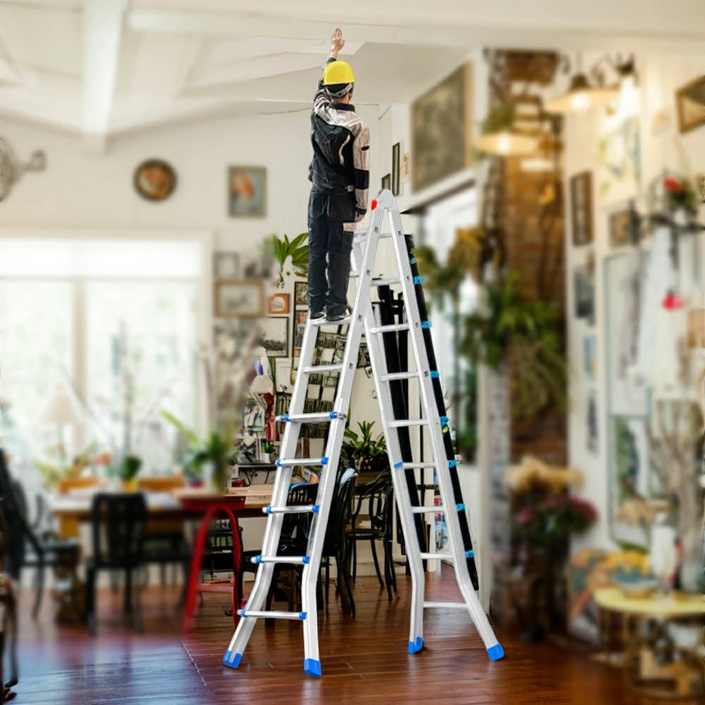 GROVIA 4/5/6 Step Carbon Steel Folding Ladder - 26cm Wide Pedals, Anti-Slip Feet, 7cm Slim Fold - White