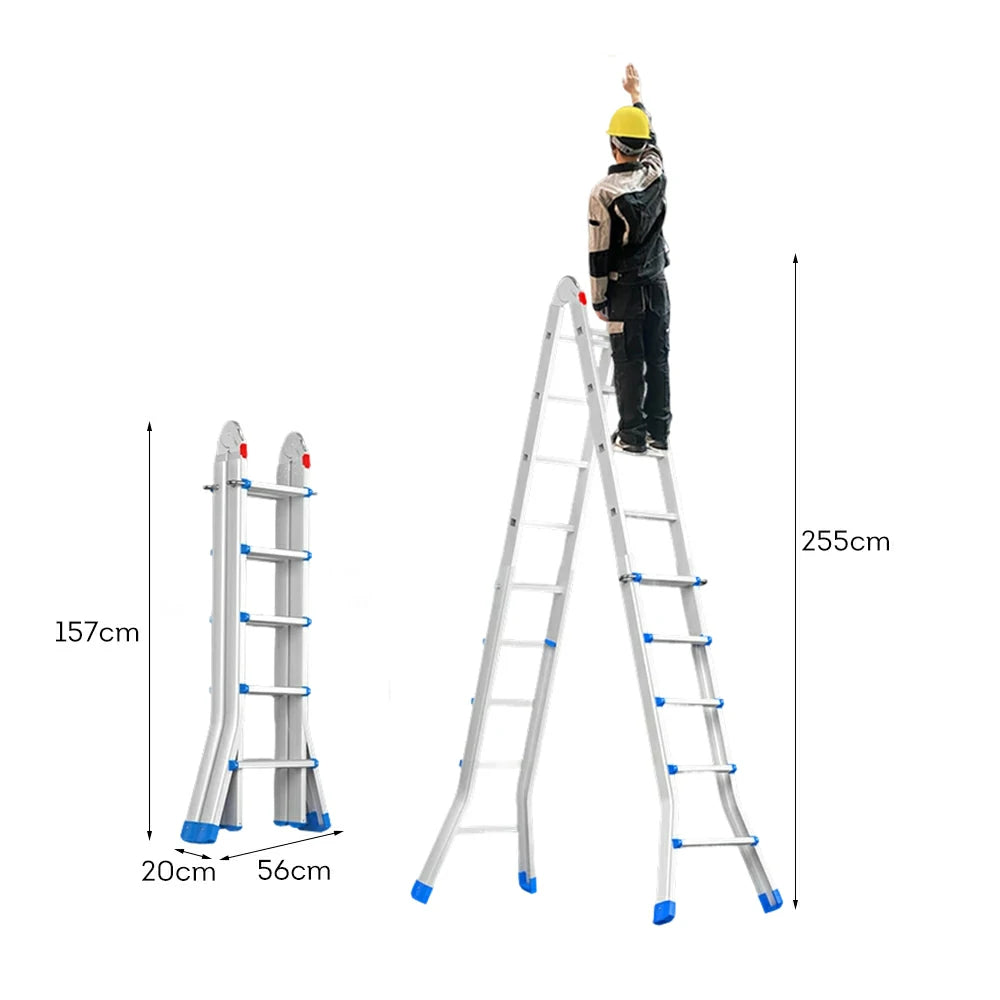 GROVIA 4/5/6 Step Carbon Steel Folding Ladder - 26cm Wide Pedals, Anti-Slip Feet, 7cm Slim Fold - White
