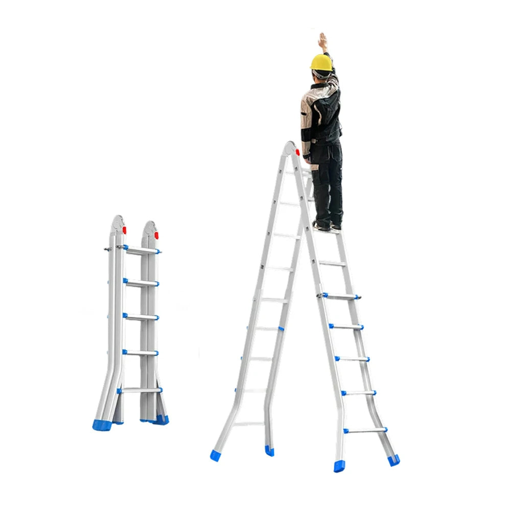 GROVIA 4/5/6 Step Carbon Steel Folding Ladder - 26cm Wide Pedals, Anti-Slip Feet, 7cm Slim Fold - White