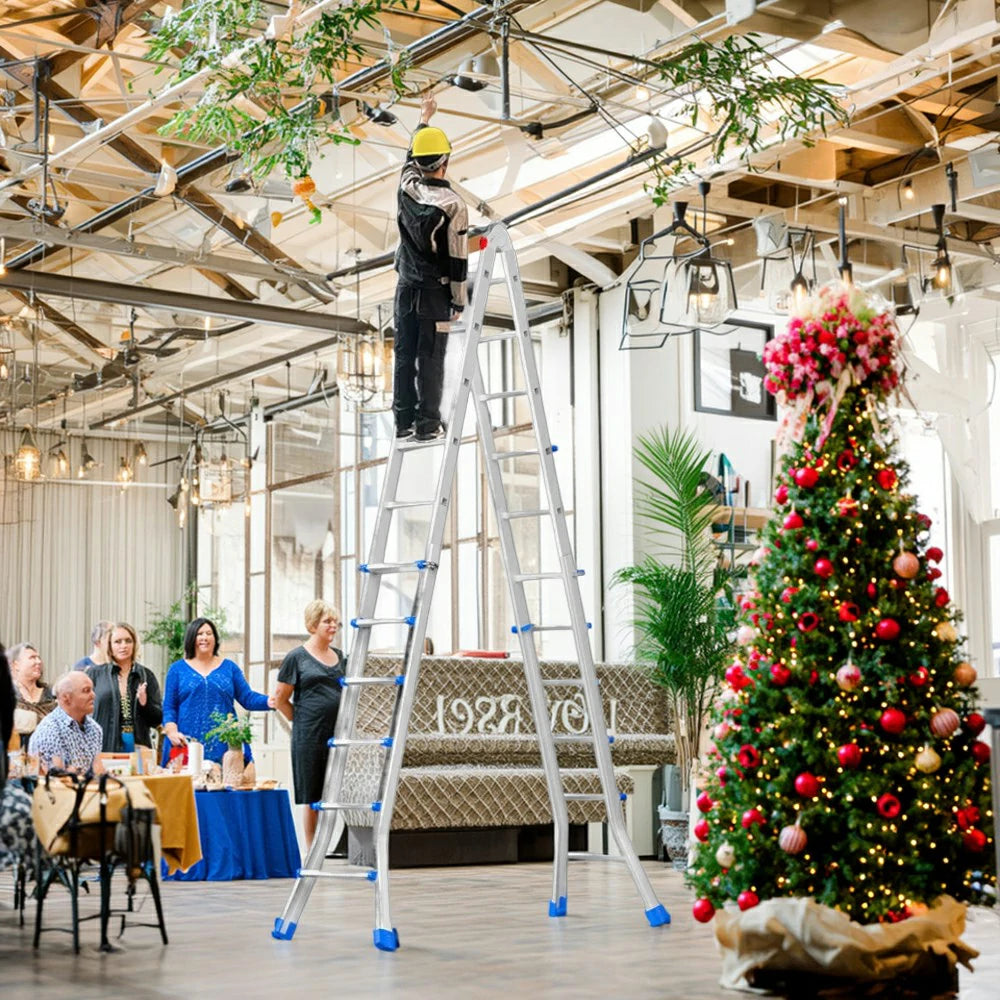 GROVIA 4/5/6 Step Carbon Steel Folding Ladder - 26cm Wide Pedals, Anti-Slip Feet, 7cm Slim Fold - White