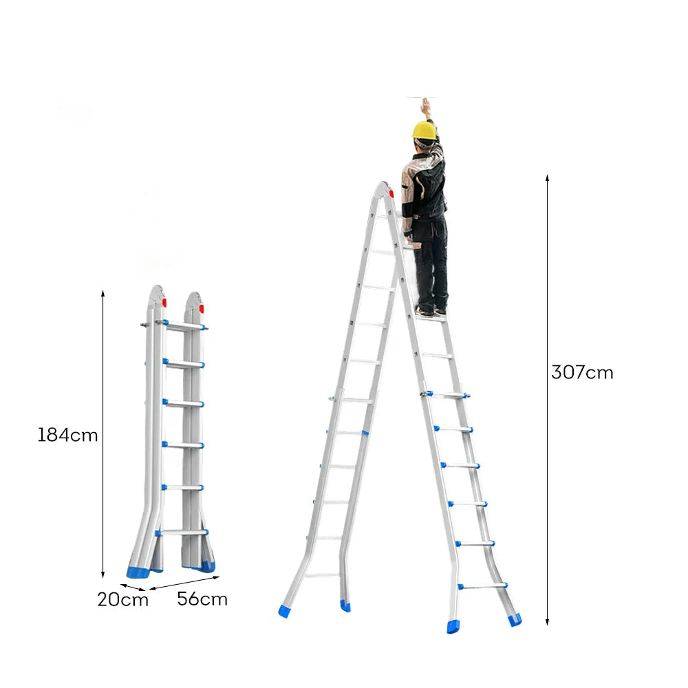 GROVIA 4/5/6 Step Carbon Steel Folding Ladder - 26cm Wide Pedals, Anti-Slip Feet, 7cm Slim Fold - White
