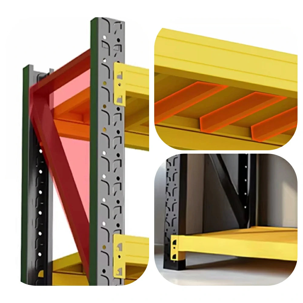 GROVIA 4-Tier 100/120cm Storage Shelving Rack, Heavy-Duty Steel Frame, Screw-Free Assembly, Stable Triangular Support - Black&Yellow