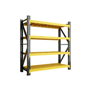 GROVIA 4-Tier 100/120cm Storage Shelving Rack, Heavy-Duty Steel Frame, Screw-Free Assembly, Stable Triangular Support - Black&Yellow