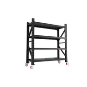 GROVIA 4-Tier 100/120cm Storage Shelving Rack, Screw-Free Steel Frame, Swivel Castors with Brakes, Stable Design - Black