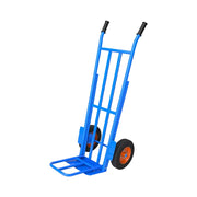 GROVIA Heavy-Duty Hand Truck - 1.3m Double-Tube Frame, 450kg Load Capacity, 10-Inch Solid Wheels, Reinforced Industrial Design - Blue