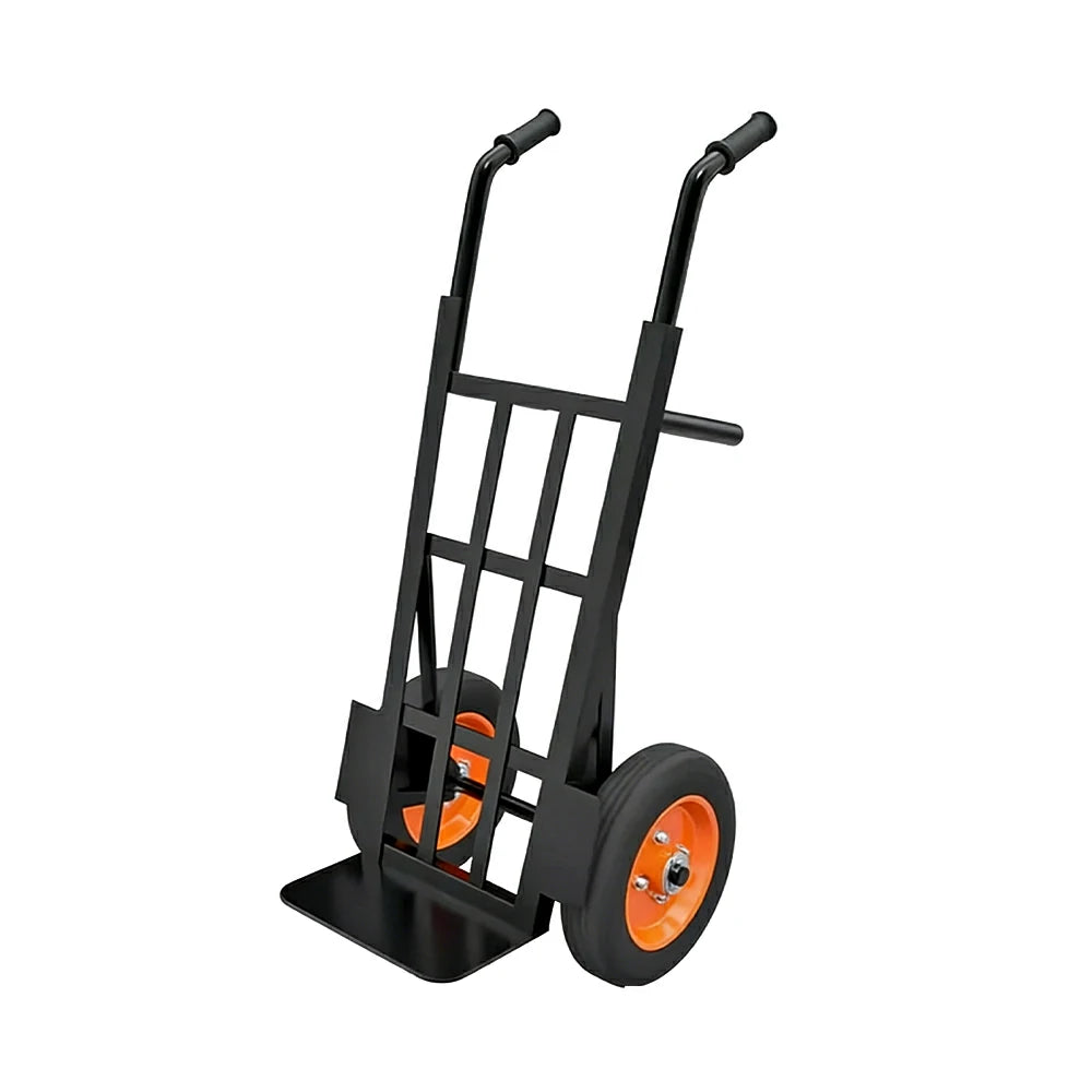 GROVIA Heavy-Duty Hand Truck - 1.3m Reinforced Angle Steel Frame, 450kg Load Capacity, 10-Inch Solid Wheels, Support Leg Design - Black