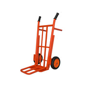 GROVIA Heavy-Duty Steel Hand Truck - 1.5m Reinforced Dual-Tube Frame, 600kg Load Capacity, 14-Inch Solid Wheels with Support Legs - Orange