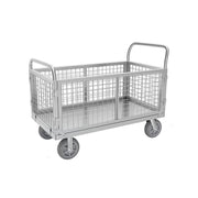 GROVIA Heavy-Duty Mesh Platform Trolley - 90x60cm, Foldable Cage Design, Quiet 6-Inch Rubber Wheels, 300kg Load Capacity - Silver