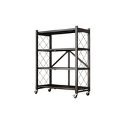 GROVIA 4-Tier Storage Rack, Tool-Free Snap-Lock Assembly, Heavy-Duty Steel Frame, Smooth Castors, Ventilated Shelves - Black