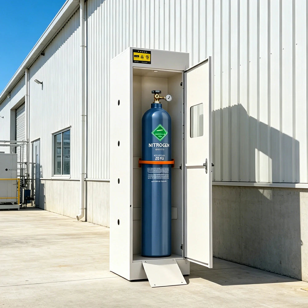 GROVIA Single Gas Cylinder Storage Cabinet No Alarm 190cm Safety Locker for Workshop - White