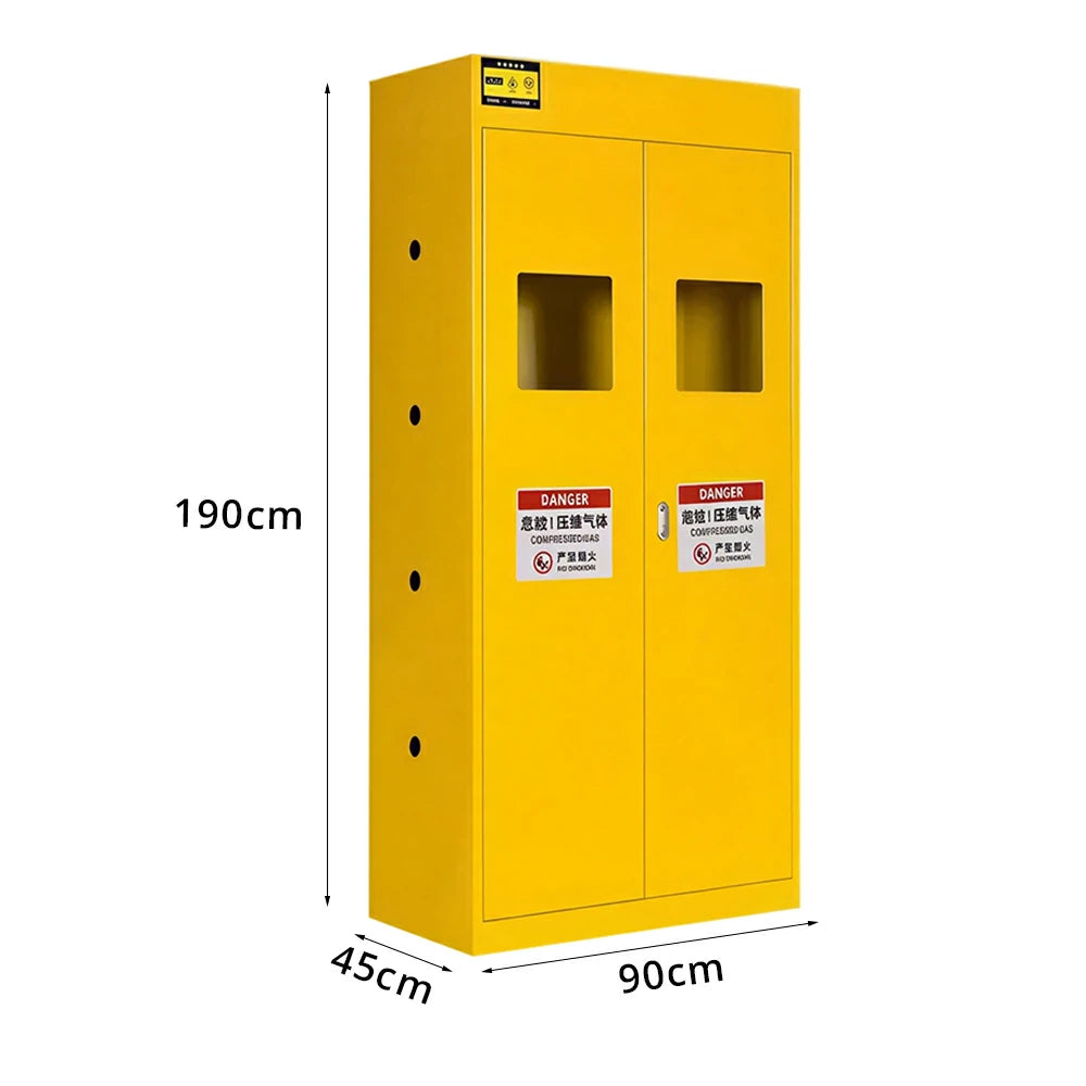 GROVIA Double Gas Cylinder Storage Cabinet No Alarm Safety Locker for Workshop - Yellow