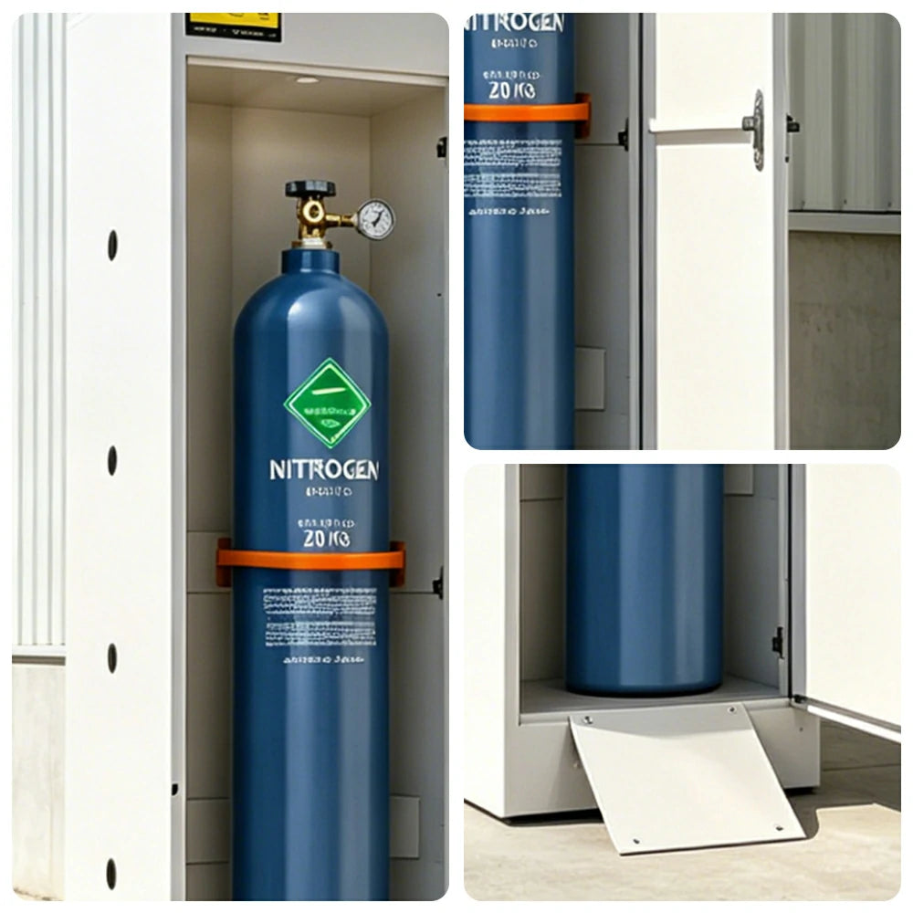 GROVIA Double Gas Cylinder Storage Cabinet No Alarm Safety Locker for Workshop - White