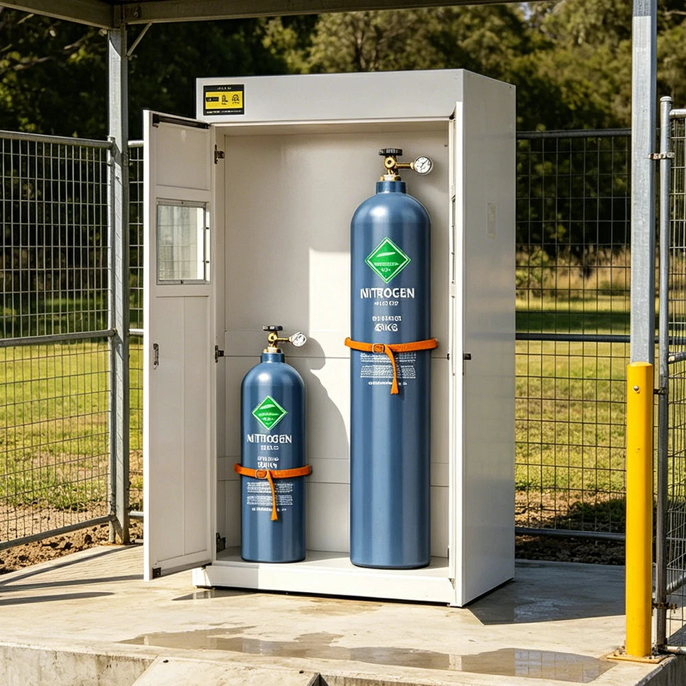 GROVIA Double Gas Cylinder Storage Cabinet No Alarm Safety Locker for Workshop - White