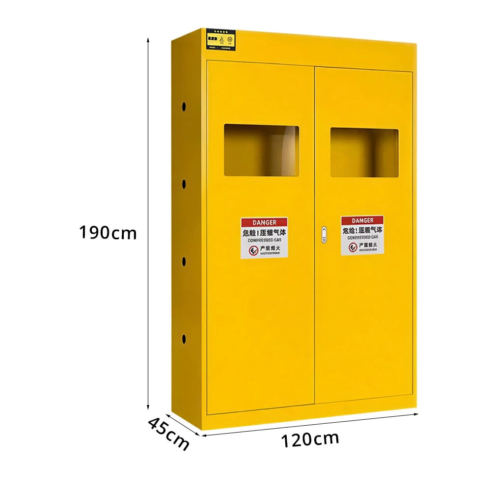 GROVIA Triple Gas Cylinder Storage Cabinet No Alarm Safety Locker for Workshop - Yellow