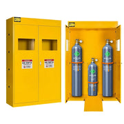 GROVIA Triple Gas Cylinder Storage Cabinet No Alarm Safety Locker for Workshop - Yellow