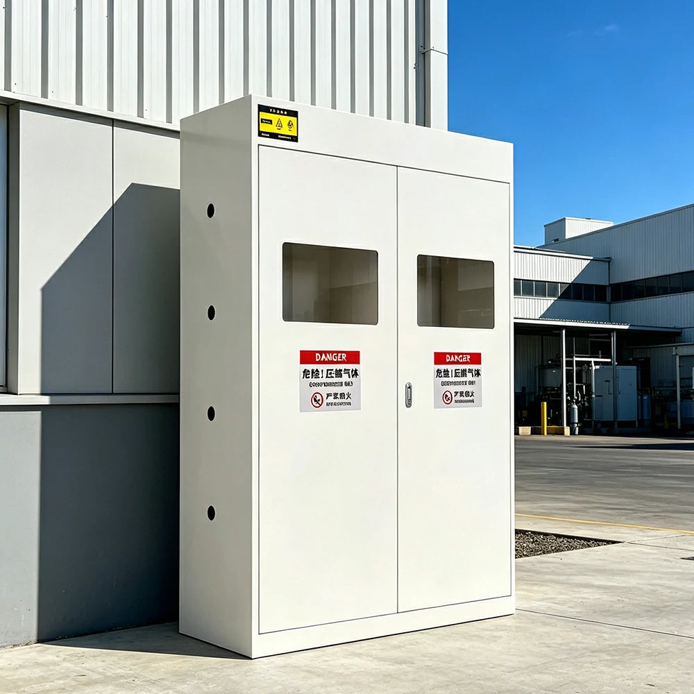 GROVIA Triple Gas Cylinder Storage Cabinet No Alarm Safety Locker for Workshop - White