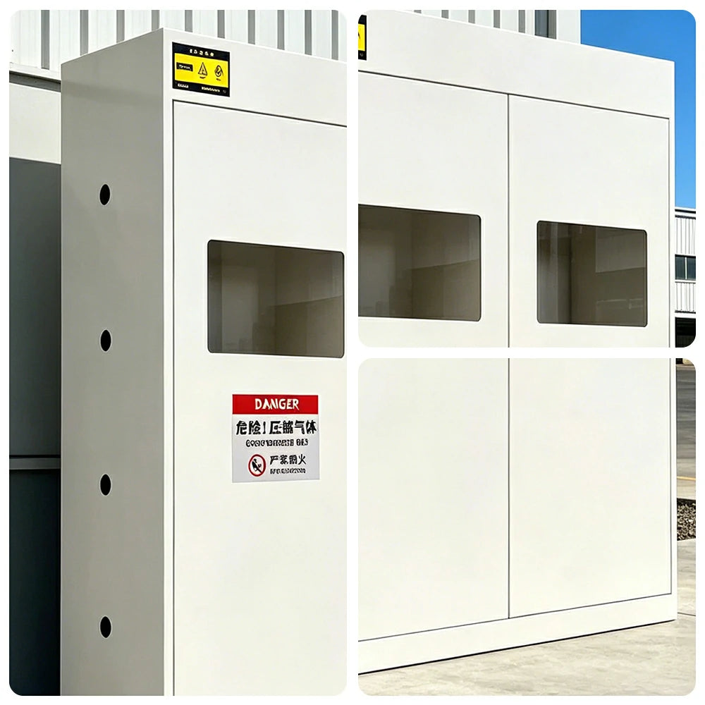 GROVIA Triple Gas Cylinder Storage Cabinet No Alarm Safety Locker for Workshop - White