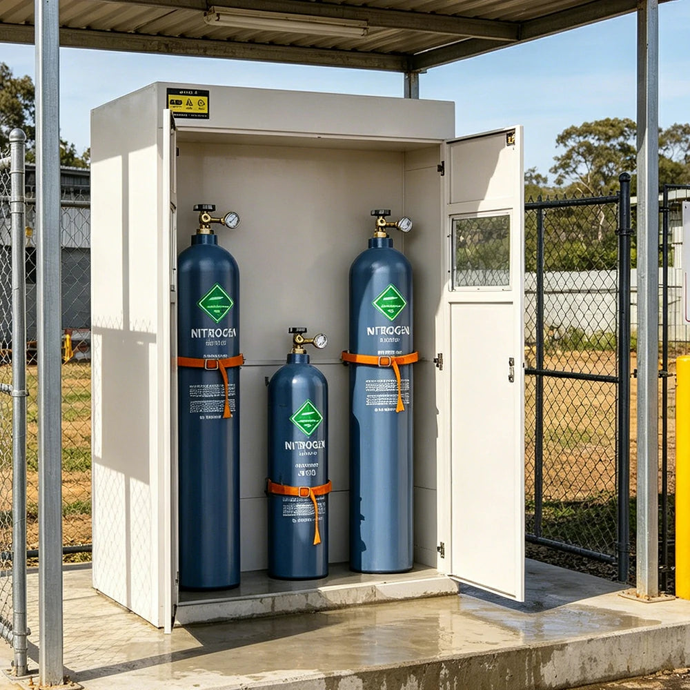 GROVIA Triple Gas Cylinder Storage Cabinet No Alarm Safety Locker for Workshop - White
