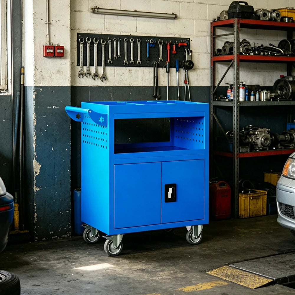 GROVIA Multi-Function Tool Cart Rolling Storage Trolley for Garage Workshop - Blue