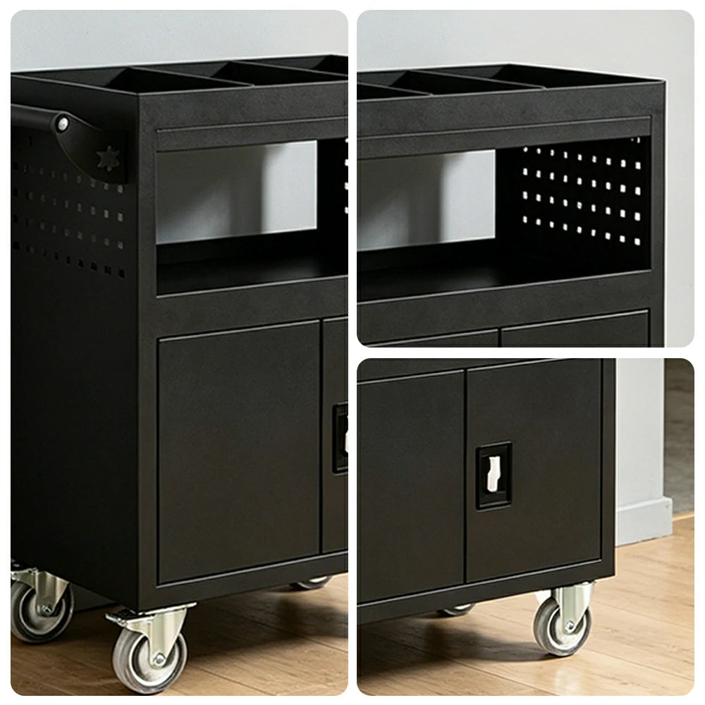 GROVIA Multi-Function Tool Cart Rolling Storage Trolley for Garage Workshop - Black