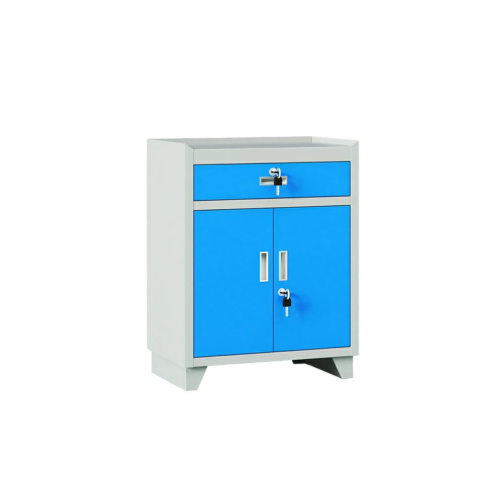 GROVIA Tool Storage Cabinet with Drawer and Raised Feet for Garage Workshop - Grey Blue