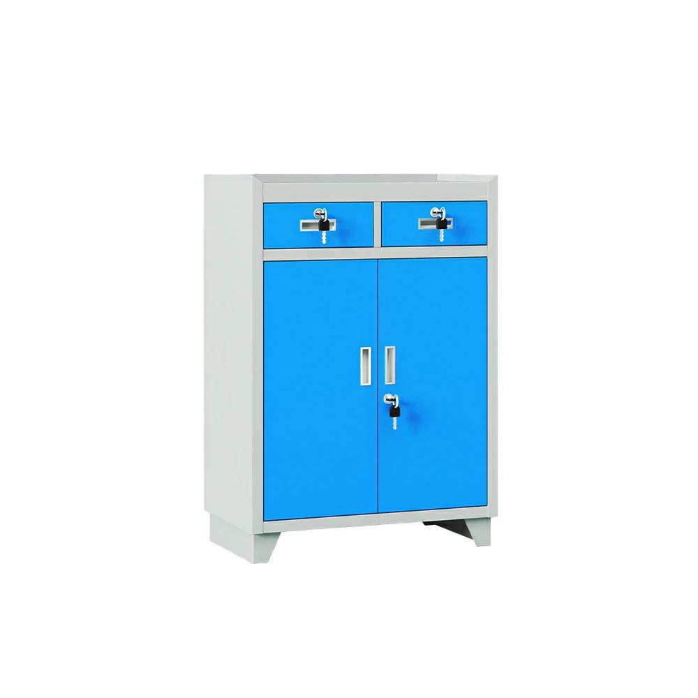 GROVIA Tool Storage Cabinet with 2 Drawers and Raised Feet for Garage Workshop - Grey Blue