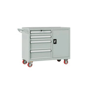 GROVIA Heavy Duty Tool Cart with 4 Drawers and Cabinet Door for Garage Workshop - Grey