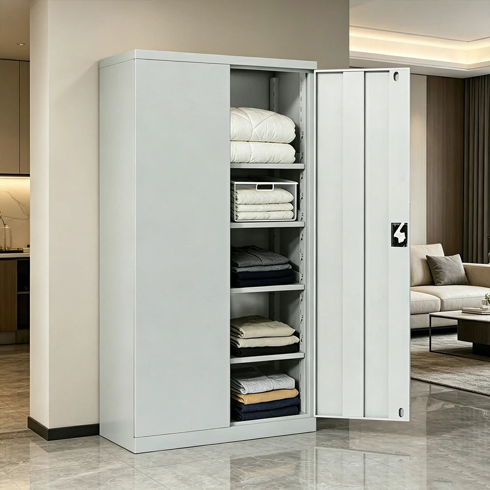 GROVIA 5-Tier Thickened Steel Storage Cabinet 100cm Wide for Bedroom Garage & Utility Storage - Grey