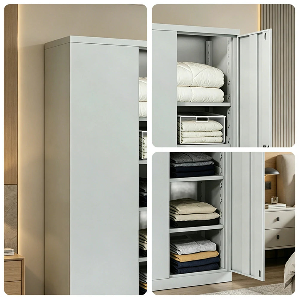 GROVIA 5-Tier Thickened Steel Storage Cabinet 100cm Wide for Bedroom Garage & Utility Storage - Grey