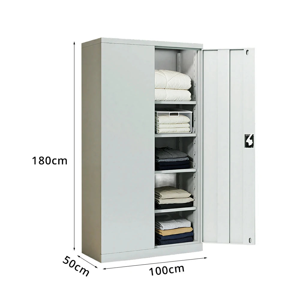 GROVIA 5-Tier Thickened Steel Storage Cabinet 100cm Wide for Bedroom Garage & Utility Storage - Grey