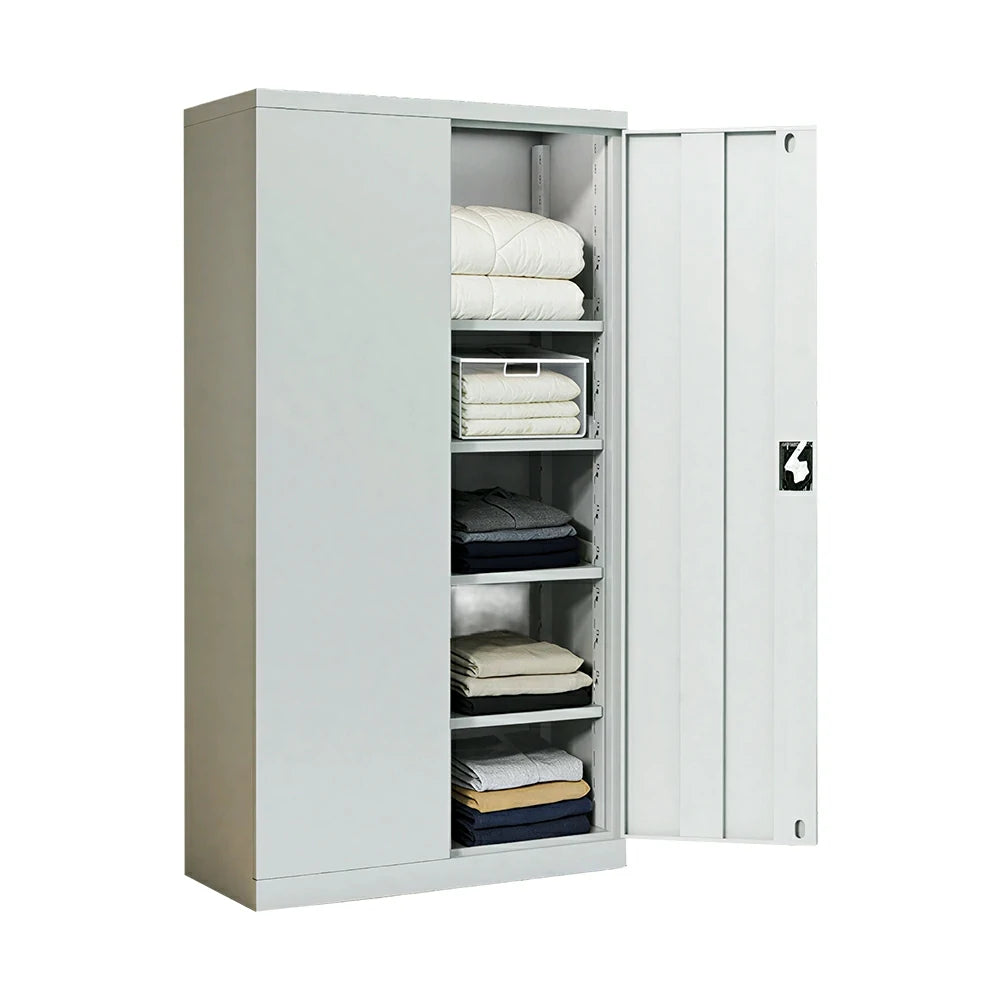 GROVIA 5-Tier Thickened Steel Storage Cabinet 100cm Wide for Bedroom Garage & Utility Storage - Grey
