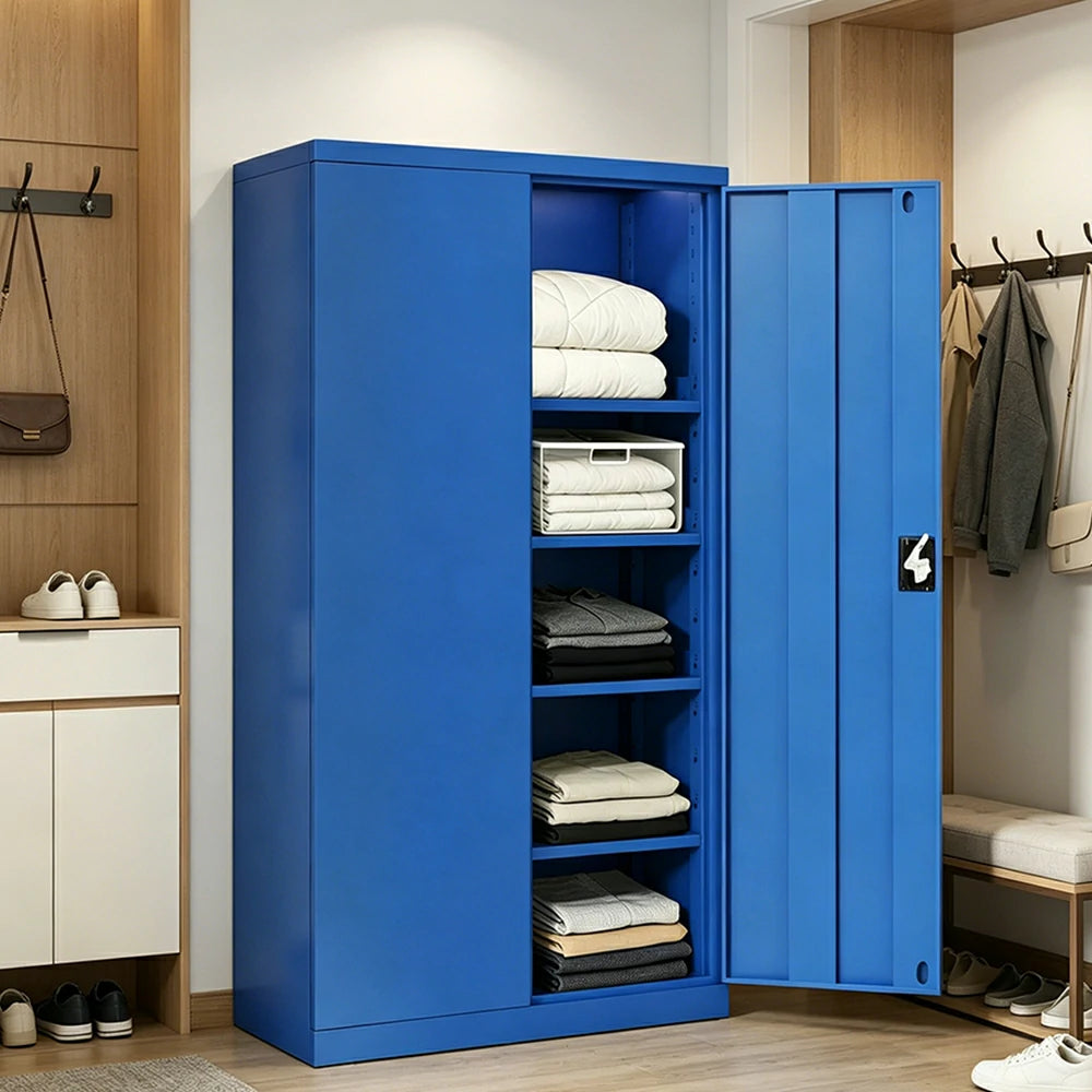 GROVIA 5-Tier Thickened Steel Storage Cabinet 100cm Wide for Bedroom Garage & Utility Storage - Blue