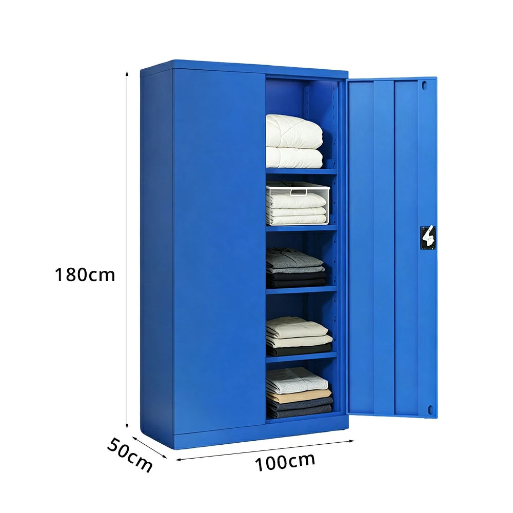 GROVIA 5-Tier Thickened Steel Storage Cabinet 100cm Wide for Bedroom Garage & Utility Storage - Blue