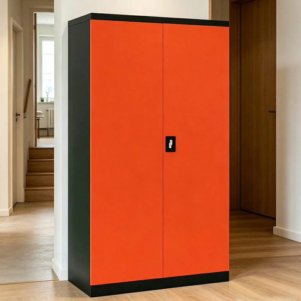 GROVIA 5-Tier Thickened Steel Storage Cabinet 100cm Wide for Bedroom Garage & Utility Storage - Orange