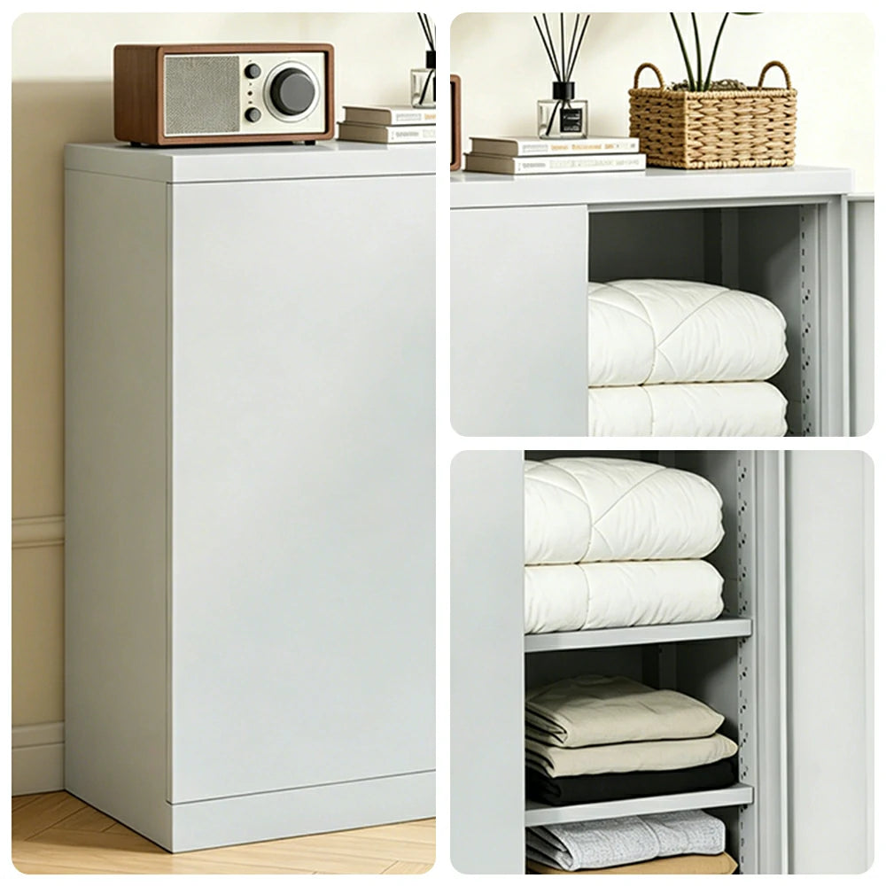 GROVIA Thickened Steel Low Storage Cabinet 100cm Wide for Bedroom Garage & Utility Storage - Grey
