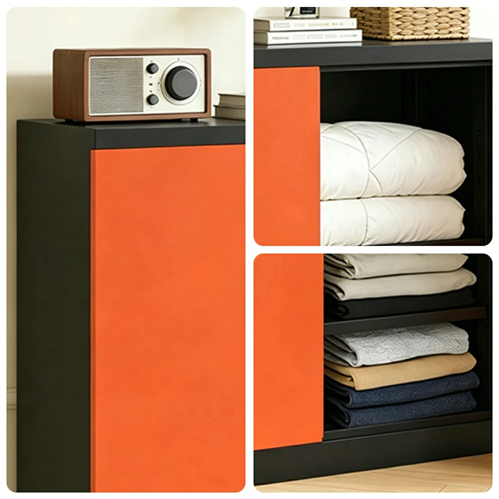 GROVIA Thickened Steel Low Storage Cabinet 100cm Wide for Bedroom Garage & Utility Storage - Orange