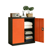 GROVIA Thickened Steel Low Storage Cabinet 100cm Wide for Bedroom Garage & Utility Storage - Orange
